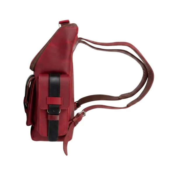 MO14-MOCHILA DE CUERO- CAMEL- UNISEX-COSTADO MO14-MOCHILA DE CUERO- CAMEL- UNISEX-COSTADO