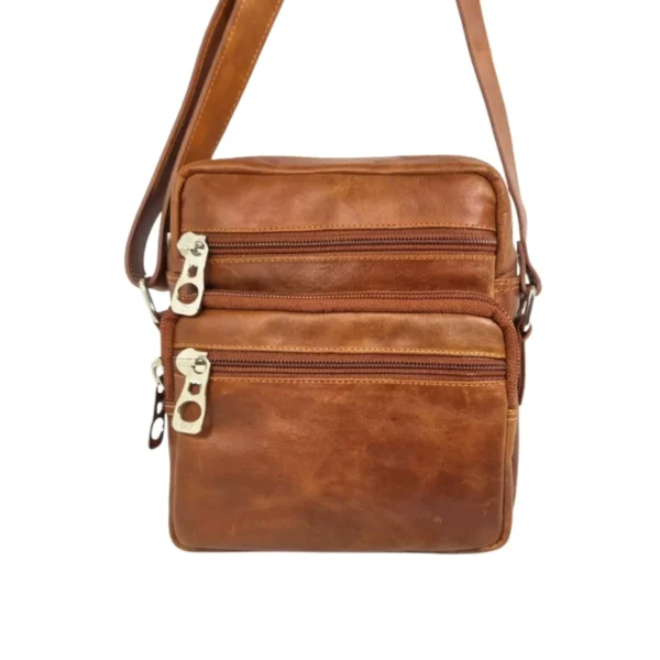 morral de cuero color camel ML03 V2 morral de cuero color camel ML03 V2